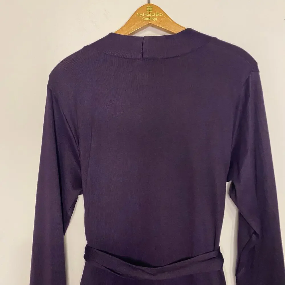 Lands End Supima Cotton Purple Long Robe Womens Soft Sleepwear‎ Medium Petite